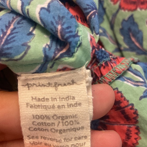 Pencil & Paper Co Resortwear Block Print Puff Sleeve Organic Cotton Maxi Dress S - Picture 10 of 10